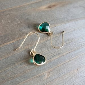 Emerald Green Diamond Earrings- Handmade Earrings- Stone Earrings- Green Earring